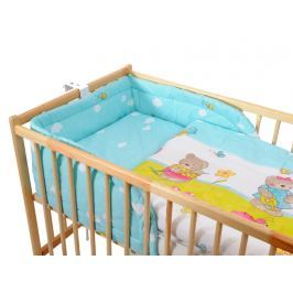 ANTONY FASHION - Třídílná sada - povlečení + mantinel (bílo-modrá) - Medvídek s motýlky, velikost: 120x90 (přikrývka) + 40x60 (polštář)