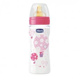 CHICCO - Láhev Well-Being 330 ml, kaučukový dudlík rychlý průtok, růžová
