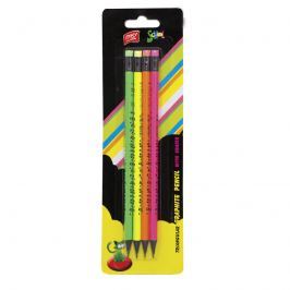 EASY - Tužka HB s gumou 4 ks FLUO