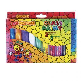 EASY - Barvy na sklo GLASS PAINT- sada 8 barev + 2 kontury x 10,5 ml