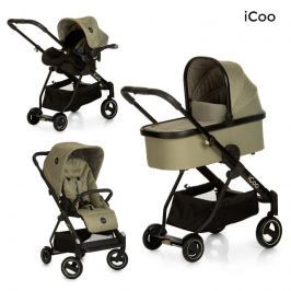 iCoo - Set sportovní kočárek, autosedačka a vanička Acrobat XL Plus Trioset - Diamond Olive 2018