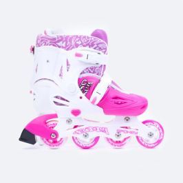 SPOKEY - BUDDY Kolečkové brusle bílo-růžové ABEC1 Carbon vel. 34-37