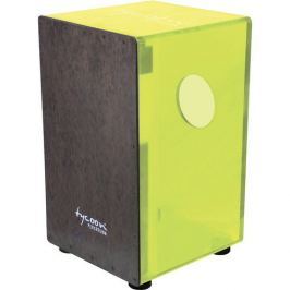 Tycoon Acrylic Neon Green Body Cajon Black Makah Burl Frontplate