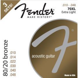 Fender 70XL Acoustic 80/20 Bronze 10-48 3 Pack