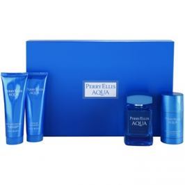 Perry Ellis Aqua dárková sada I. toaletní voda 100 ml + sprchový gel 90 ml + gel po holení 90 ml + deostick 78 g